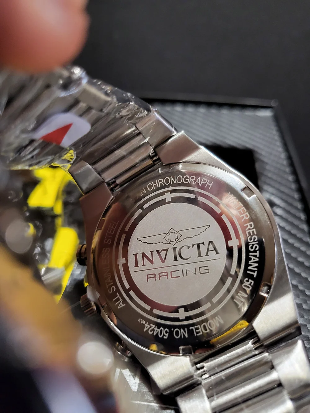New!Invicta Silver Watch with Yellow Dial and Racing Model Set Watch Model 50420